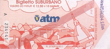 Communication of the city: Torino (Włochy) - ticket abverse. 