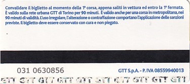 Communication of the city: Torino (Włochy) - ticket reverse