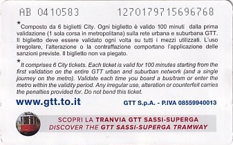 Communication of the city: Torino (Włochy) - ticket reverse