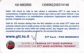 Communication of the city: Torino (Włochy) - ticket reverse