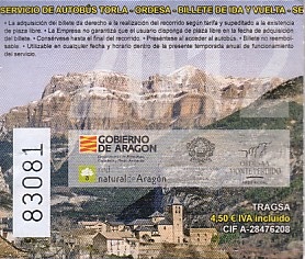 Communication of the city: Torla (Hiszpania) - ticket abverse. 