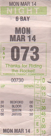 Communication of the city: Toronto (Kanada) - ticket abverse. 
