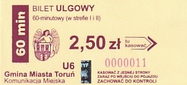 Communication of the city: Toruń (Polska) - ticket abverse. bardzo niski nr seryjny
100. bilet z Torunia w kolekcji ;)