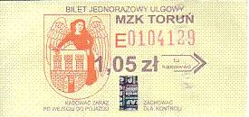 Communication of the city: Toruń (Polska) - ticket abverse