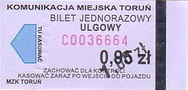 Communication of the city: Toruń (Polska) - ticket abverse. <IMG SRC=img_upload/_przebitka.png alt="przebitka">