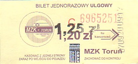 Communication of the city: Toruń (Polska) - ticket abverse. <IMG SRC=img_upload/_przebitka.png alt="przebitka">
