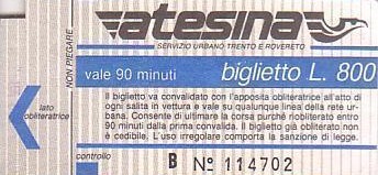 Communication of the city: Trento (Włochy) - ticket abverse