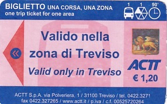 Communication of the city: Treviso (Włochy) - ticket abverse. 