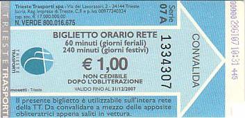 Communication of the city: Trieste (Włochy) - ticket abverse. 