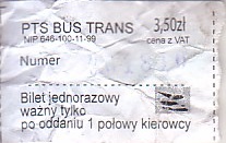 Communication of the city: Tychy (Polska) - ticket abverse. 