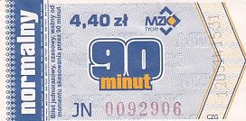 Communication of the city: Tychy (Polska) - ticket abverse. 