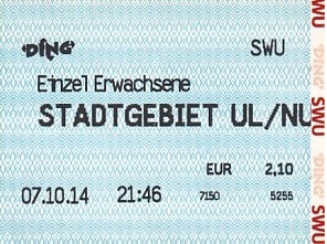 Communication of the city: Ulm (Niemcy) - ticket abverse. <IMG SRC=img_upload/_0wymiana2.png>