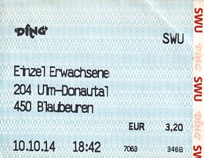 Communication of the city: Ulm (Niemcy) - ticket abverse. 