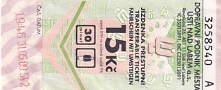 Communication of the city: Ústí nad Labem (Czechy) - ticket abverse
