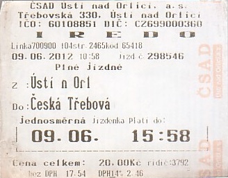 Communication of the city: Ústí nad Orlicí (Czechy) - ticket abverse. <IMG SRC=img_upload/_0wymiana2.png>