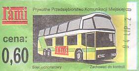 Communication of the city: Ustka (Polska) - ticket abverse. numer seryjny z tyłu