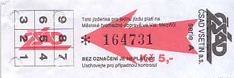 Communication of the city: Valašské Meziříčí (Czechy) - ticket abverse