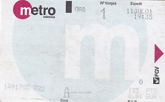 Communication of the city: Valencia (Hiszpania) - ticket abverse