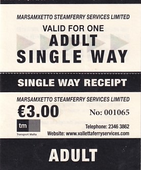Communication of the city: Valletta (Malta) - ticket abverse