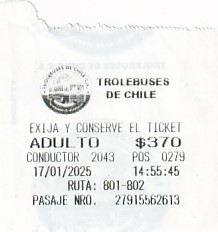 Communication of the city: Valparaiso (Chile) - ticket abverse.