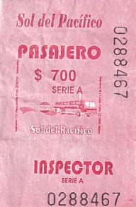 Communication of the city: Valparaíso (Chile) - ticket abverse. 