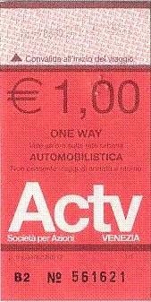 Communication of the city: Venezia (Włochy) - ticket abverse