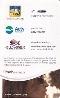 Communication of the city: Venezia (Włochy) - ticket reverse