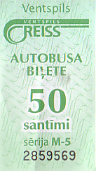 Communication of the city: Ventspils (Łotwa) - ticket abverse. 
