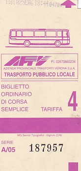 Communication of the city: Verona (Włochy) - ticket abverse. 