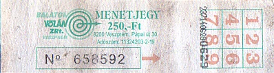 Communication of the city: Veszprém (Węgry) - ticket abverse. 
