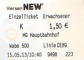 Communication of the city: Viersen (Niemcy) - ticket abverse. 