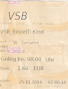 Communication of the city: Villingen-Schwenningen (Niemcy) - ticket abverse. 
