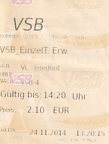 Communication of the city: Villingen-Schwenningen (Niemcy) - ticket abverse