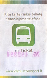 Communication of the city: Vilnius (Litwa) - ticket reverse
