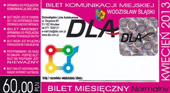 Communication of the city: Wodzisław Śląski (Polska) - ticket abverse