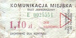 Communication of the city: Wągrowiec (Polska) - ticket abverse. 