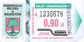 Communication of the city: Wałbrzych (Polska) - ticket abverse. <IMG SRC=img_upload/_0wymiana2.png>