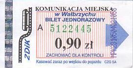 Communication of the city: Wałbrzych (Polska) - ticket abverse. pomarańczowy prostokąt