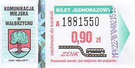 Communication of the city: Wałbrzych (Polska) - ticket abverse. przecinek nachodzi na 0