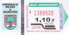 Communication of the city: Wałbrzych (Polska) - ticket abverse. 