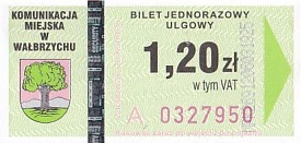 Communication of the city: Wałbrzych (Polska) - ticket abverse. 