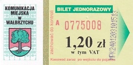 Communication of the city: Wałbrzych (Polska) - ticket abverse. 