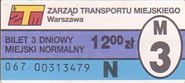 Communication of the city: Warszawa (Polska) - ticket abverse. bez mikrodruku 