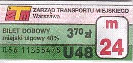 Communication of the city: Warszawa (Polska) - ticket abverse. hologram