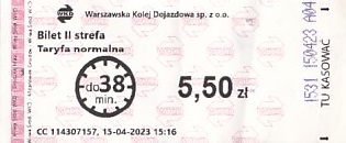 Communication of the city: Warszawa (Polska) - ticket abverse. 