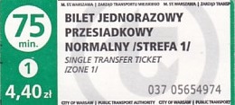 Communication of the city: Warszawa (Polska) - ticket abverse. 