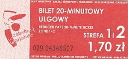 Communication of the city: Warszawa (Polska) - ticket abverse. 