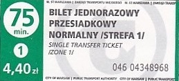 Communication of the city: Warszawa (Polska) - ticket abverse. 