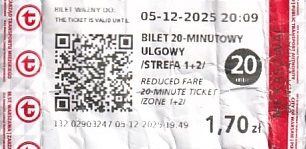 Communication of the city: Warszawa (Polska) - ticket abverse. 