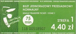 Communication of the city: Warszawa (Polska) - ticket abverse. 